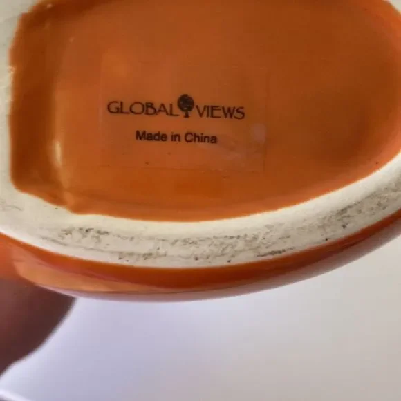 Set Of 2 Global Views Orange Mod Art Deco Bird Vases - Picture 11 of 11